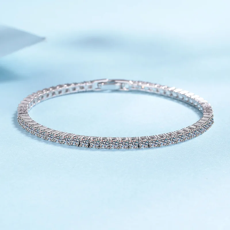 Row of diamonds simple light luxury bracelet single 0.1 carat women's moissanite PT950 platinum - advanced craftsmanship