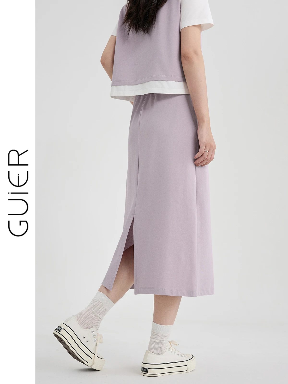 

Женская асимметричная юбка миди Guier с высокой талией, повседневная юбка А-силуэта, весна-лето, новый стиль, элегантная универсальная юбка средней длины