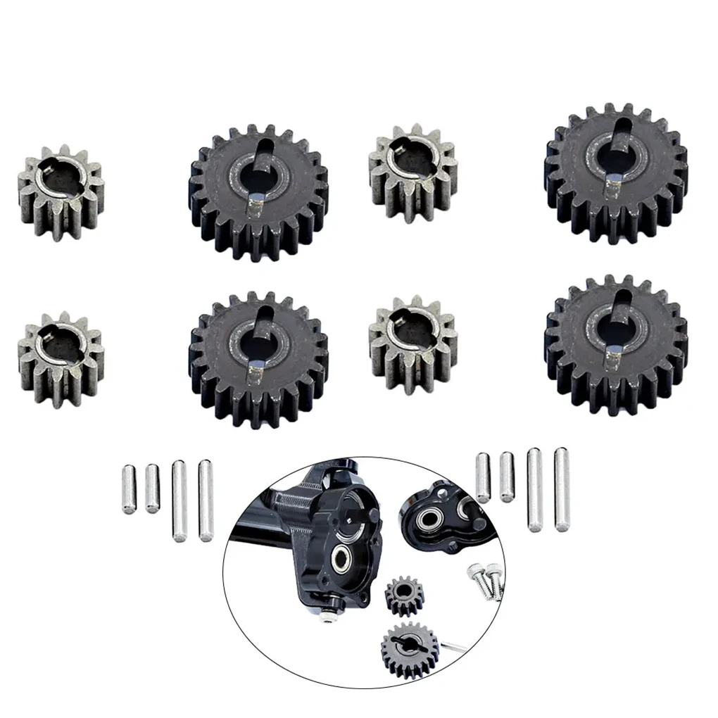 Engranajes de eje de Portal de Metal, engranaje de asiento de rueda trasera de copa de dirección para 1/24 FMS FCX24 FCX18 1/24 1/18 RC Crawler, piezas de actualización