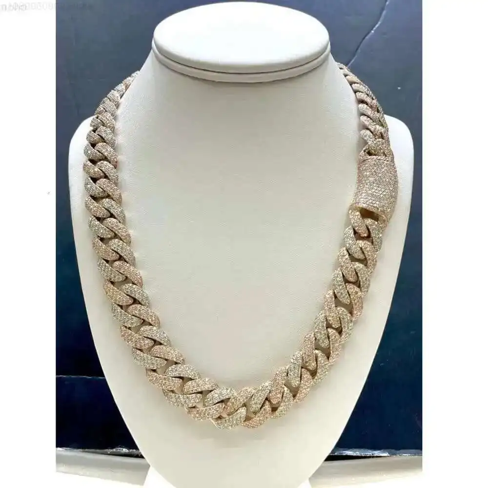 

Most Affordable 16mm Round Moissanite Diamond 3 Row Iced Out Miami Cuban Link Chain for Mens From India