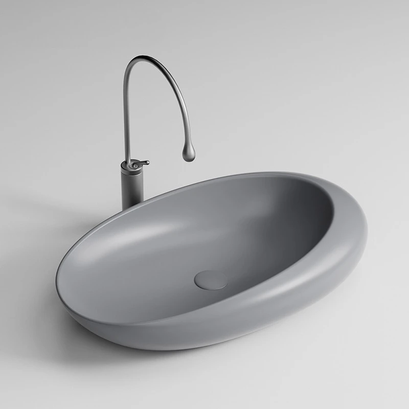 Diamond platform basin Ceramic integrated special-shaped wash basin Single sink Color high-grade cement gray