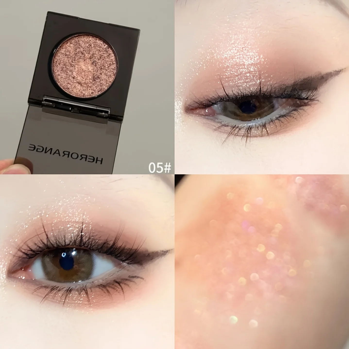 Herorange 16-Farben Lidschatten- und Highlighter-Palette Matt Schimmernd Orange Braun Rosa Champagner Wasserfest Tragbar Festival Make-up – Detail 9