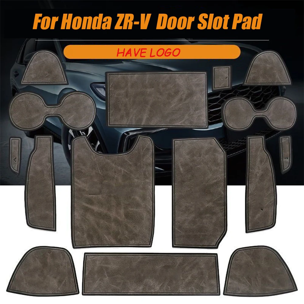 Leather Anti-Slip Gate Slot Cup Mat For Honda ZR-V ZRV 2023 Accessories Door Groove Pad Cortex Cup Holder Water Coaster Storage