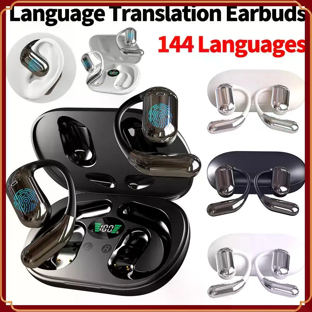 

Wireless BT Translation Earbuds Real Time 144 Languages Language Translator Earbuds 3-in-1 for Travel Business and Learning
