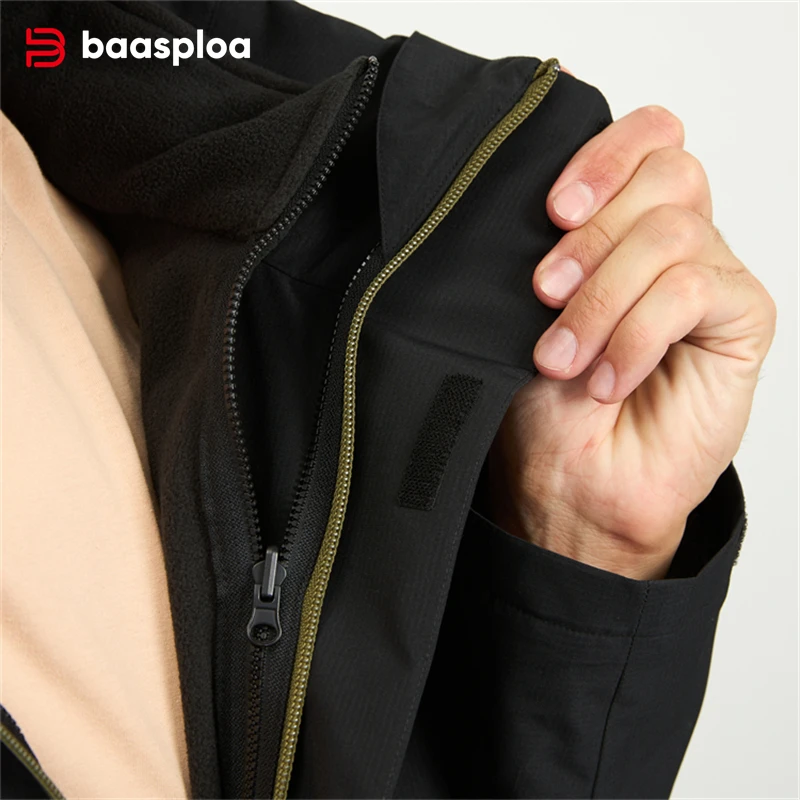 Baasploa Men Jackets Liner Detachable Autumn Hiking Outdoor Windbreaker Waterproof Men Coats Comfort Casual Walking Male Clothes