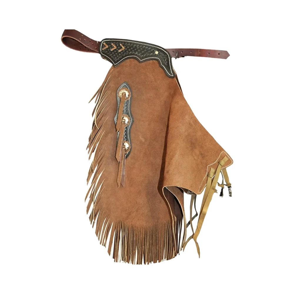 Western Style Genuine Leathr Riding Chaps Adjustable Buckle Waist Protective Equesterian Horse Riding Costume Accessories