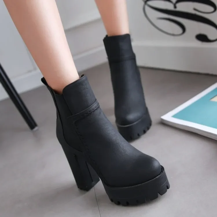 Big Size boots women shoes ankle boots for women ladies boots Splicing stretch cloth waterproof table