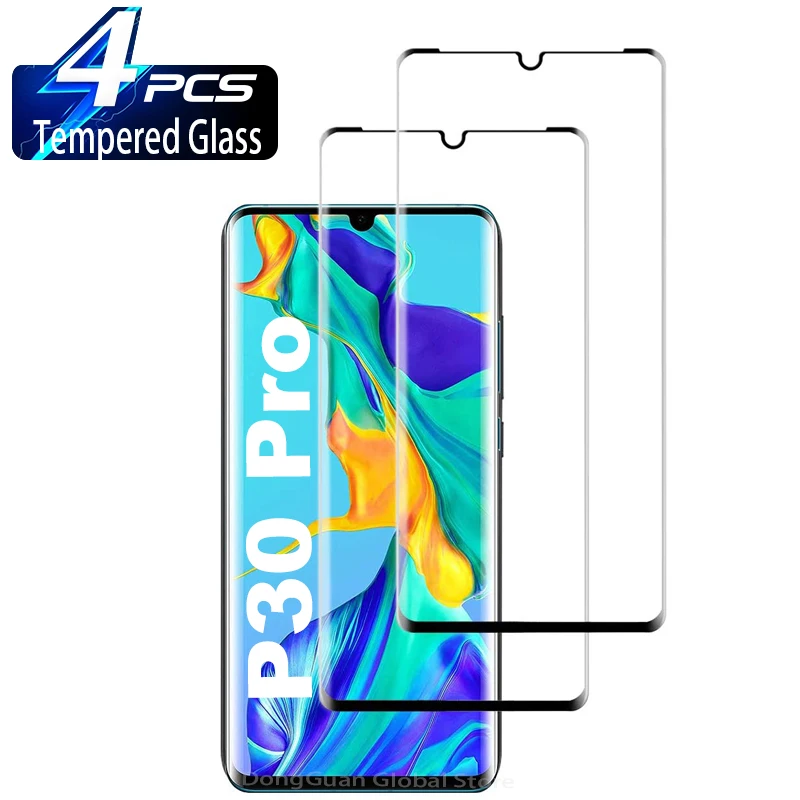 2/4Pcs 3D Tempered Glass For Huawei P30 Pro Screen Protector Glass Film