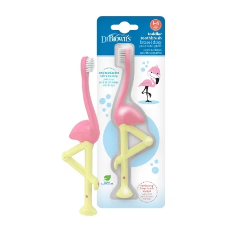 

Toddler Soft Toothbrush,Pink Flamingo,The perfect size helps your baby develop the skills they need to brush independently.