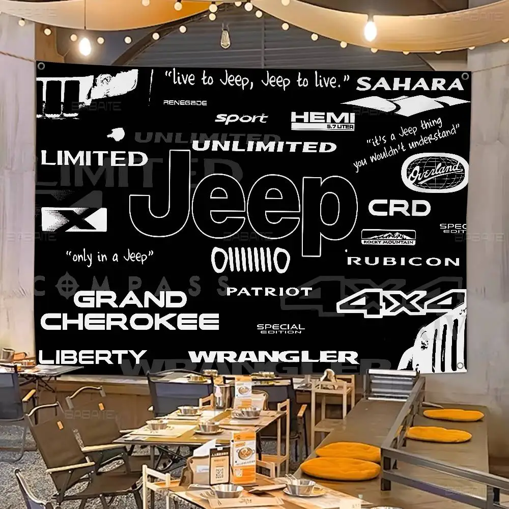 J-JEEP Creative Pattern Hanging Flag Polyester Printed Banne