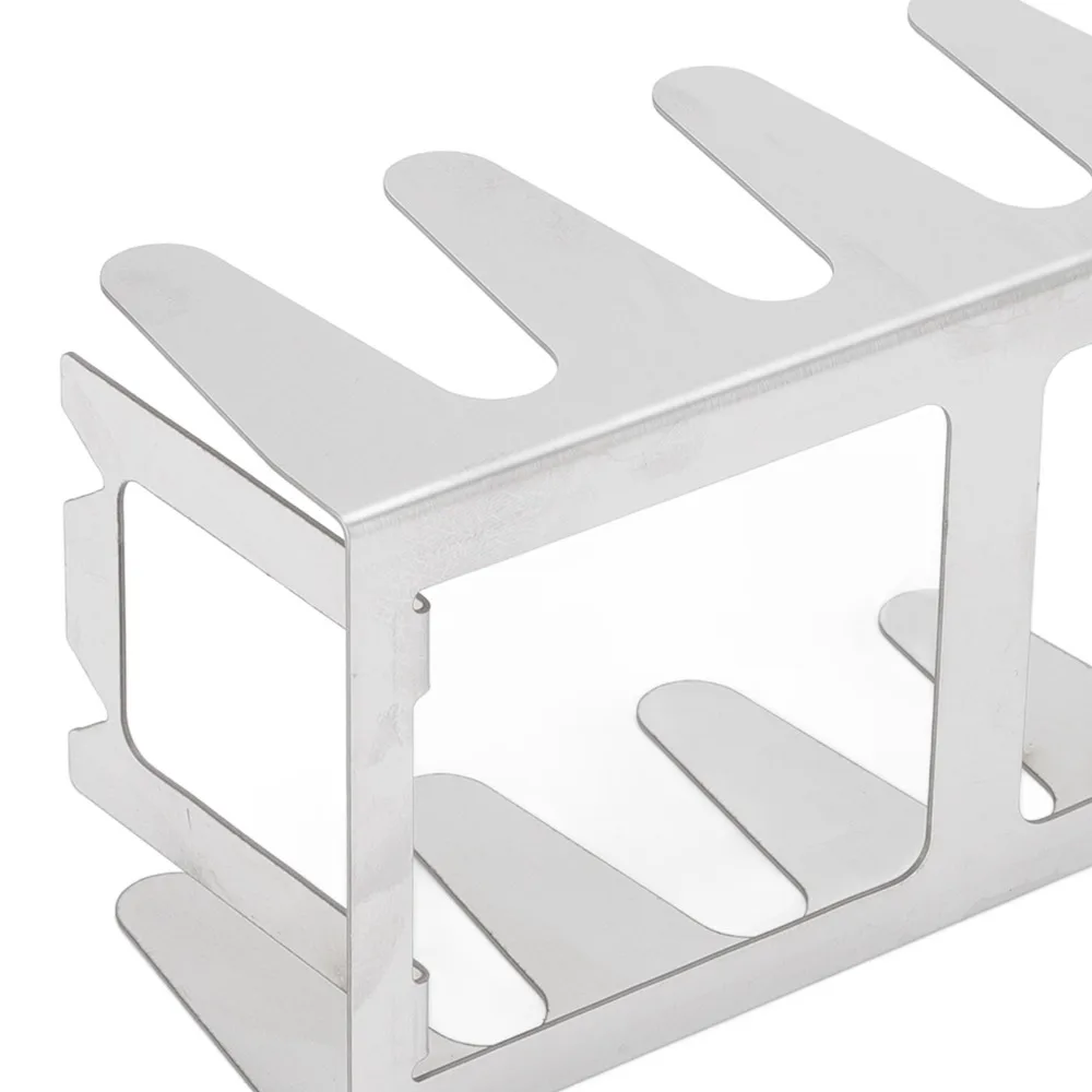 Stainless Steel BBQ Rib Rack Silver Multi Slot Roasting Stand Even Roasting Indirect Cooking Barbecue Holder Camping Grill