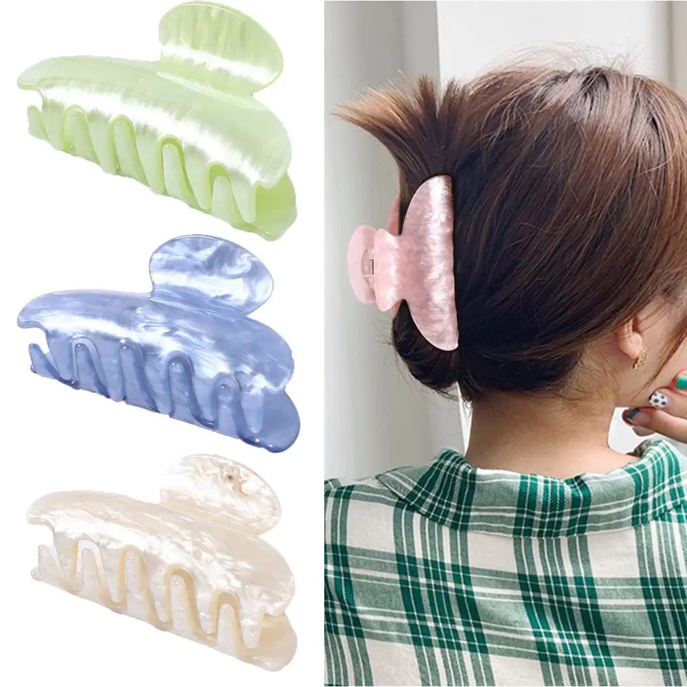 New Hair Accessories Vintage Acrylic Marble Textured Women Hair Clips Claw Clip Barrette Crab Clip