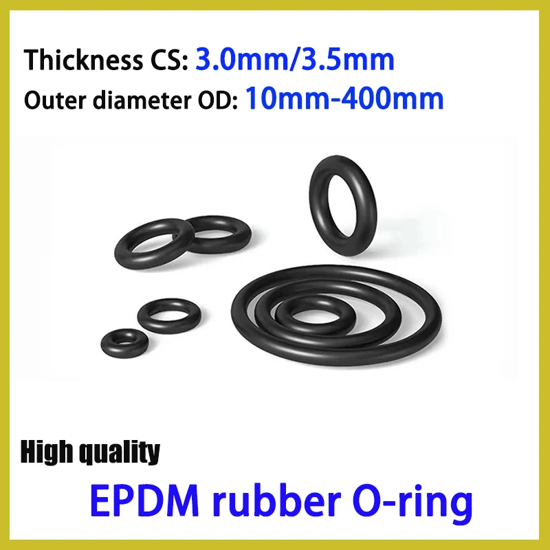 CS 3.0mm/3.5mm EPDM Rubber O Ring Acid Alkali Resistant Waterproof High Temperature Resistant O-Ring Seal Gasket OD 10mm-400mm