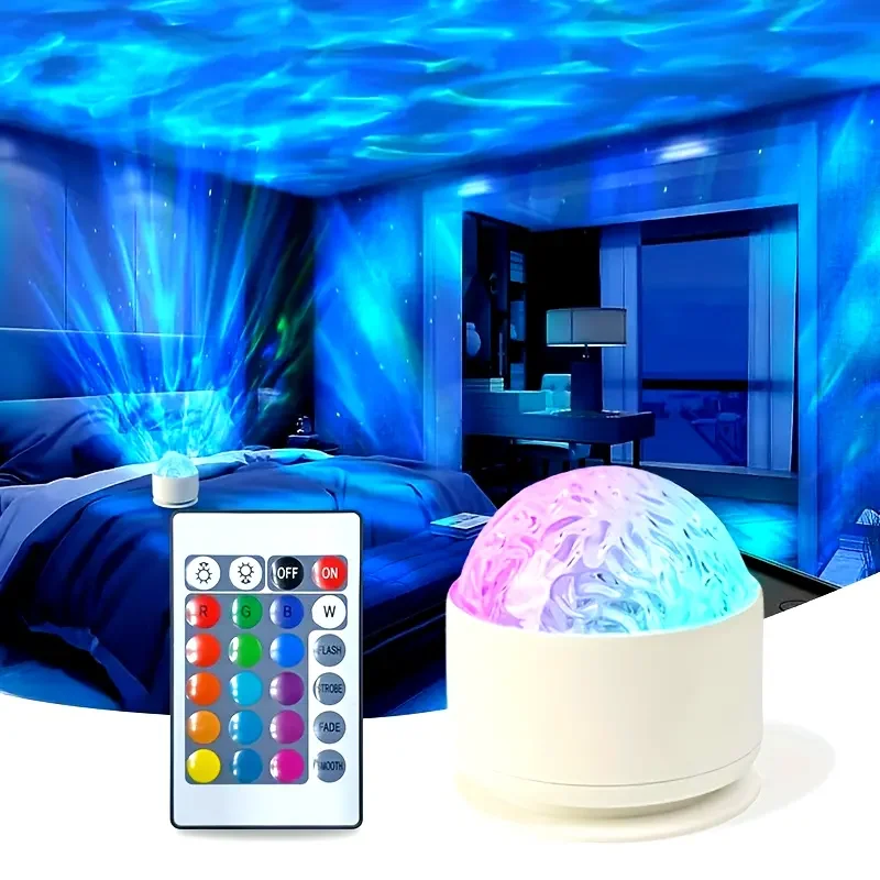 1 USB LED Aurora Projector With 16 Colors Remote Control LED Night Light Home Atmosphere Light for Party and Holiday Decor