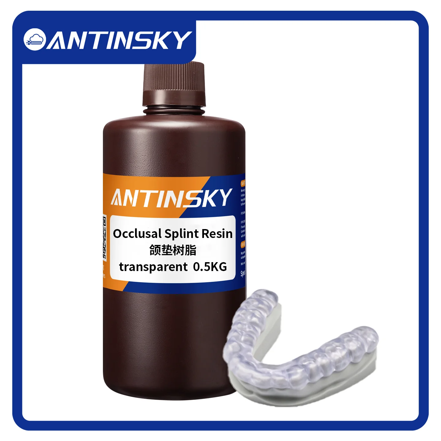 ANTINSKY Occlusal Splint Resin 0.5KG, 405nm Biocompatible Photopolymer Resin for LCD DLP 3D Printer, Dental Night Guard