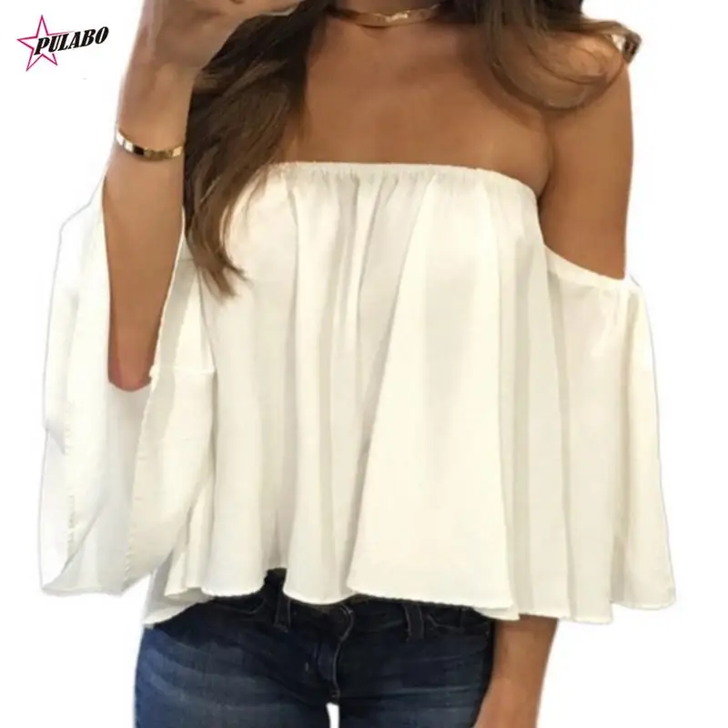 PULABO Womens Tops and Top Shirt Summer Top Casual Hollow Out Sleeve Off Shoulder Shirt Ladies Boho Tunic Tops y2k