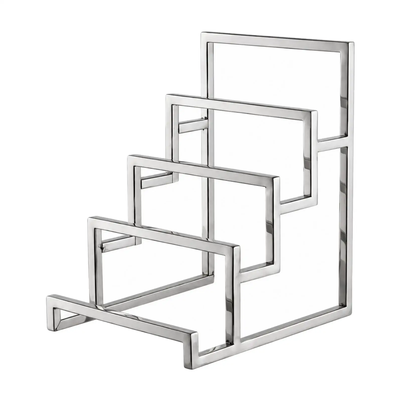 Stepped Square Tube Display Stand for Handbag Showcase with Rectangular Supports for Commercial Use