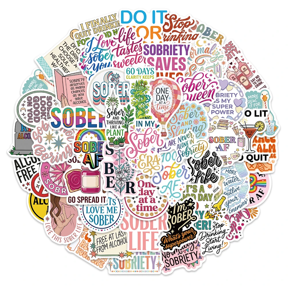 50PCS Alcohol Abstinence Inspiration 2 Fun Graffiti Stickers DIY Phone Cases, Postcards, Luggage, Laptop Speaker Stickers