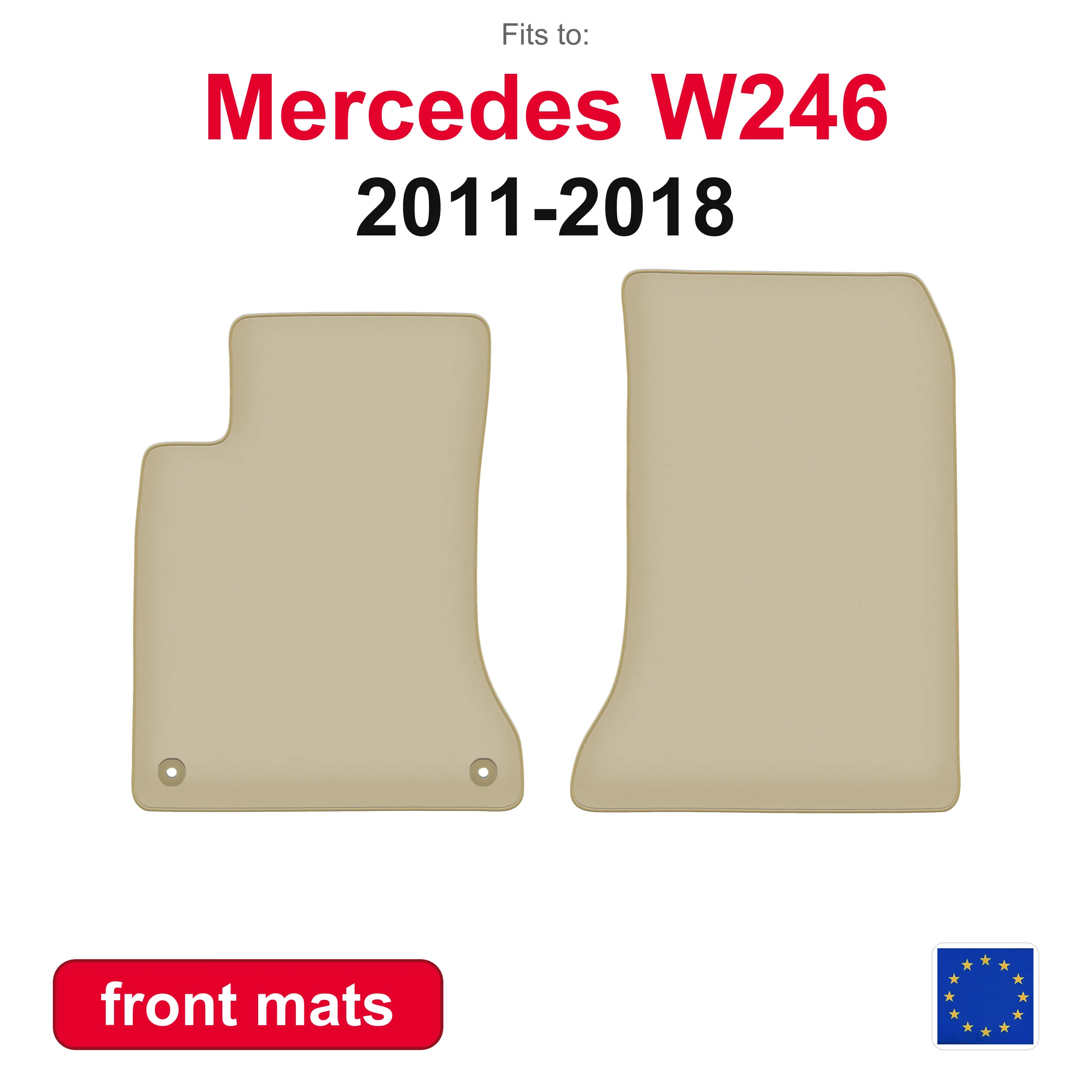 PREMIUM-Autofußmatten für den vorderen Boden für Mercedes GLA X156 Crossover (2012–2018) – beige, 2-teiliges Set mit Autoteppichen für den vorderen Boden