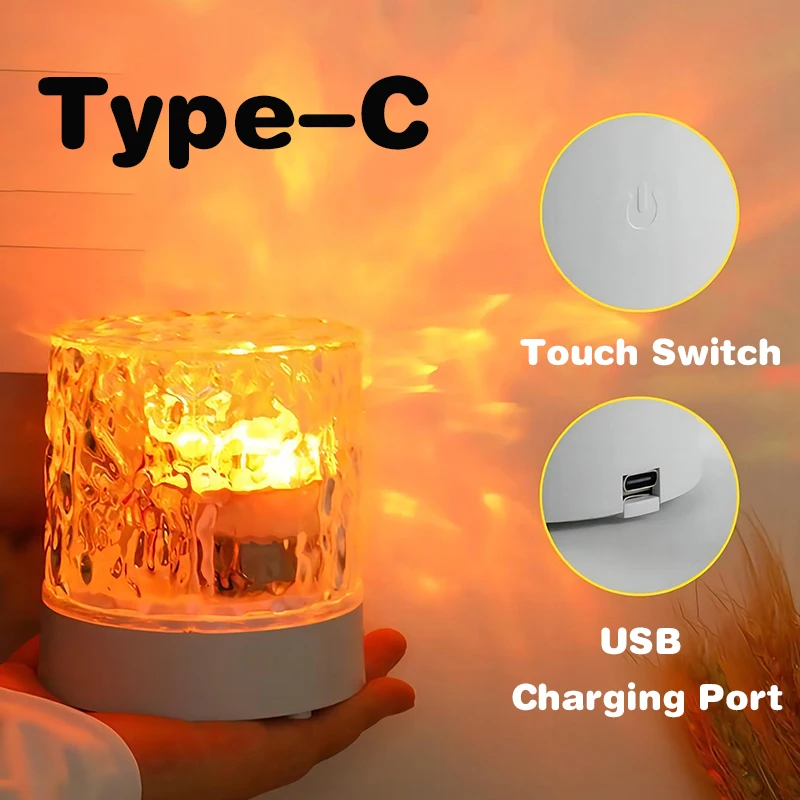 Dynamische rotierende Projektor Nachtlichter Wasser Welligkeit Fernbedienung wiederauf ladbare Lampe Home Schlafzimmer Dekor Nordlichter Lampe