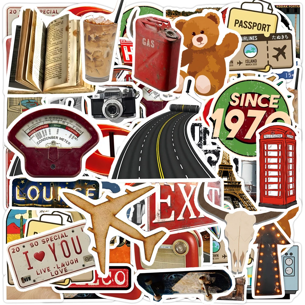 

10/30/50pcs American Style Retro Graffiti Stickers for Notebook Phone Stationery Laptop Suitcase Cool Waterproof Sticker Decals