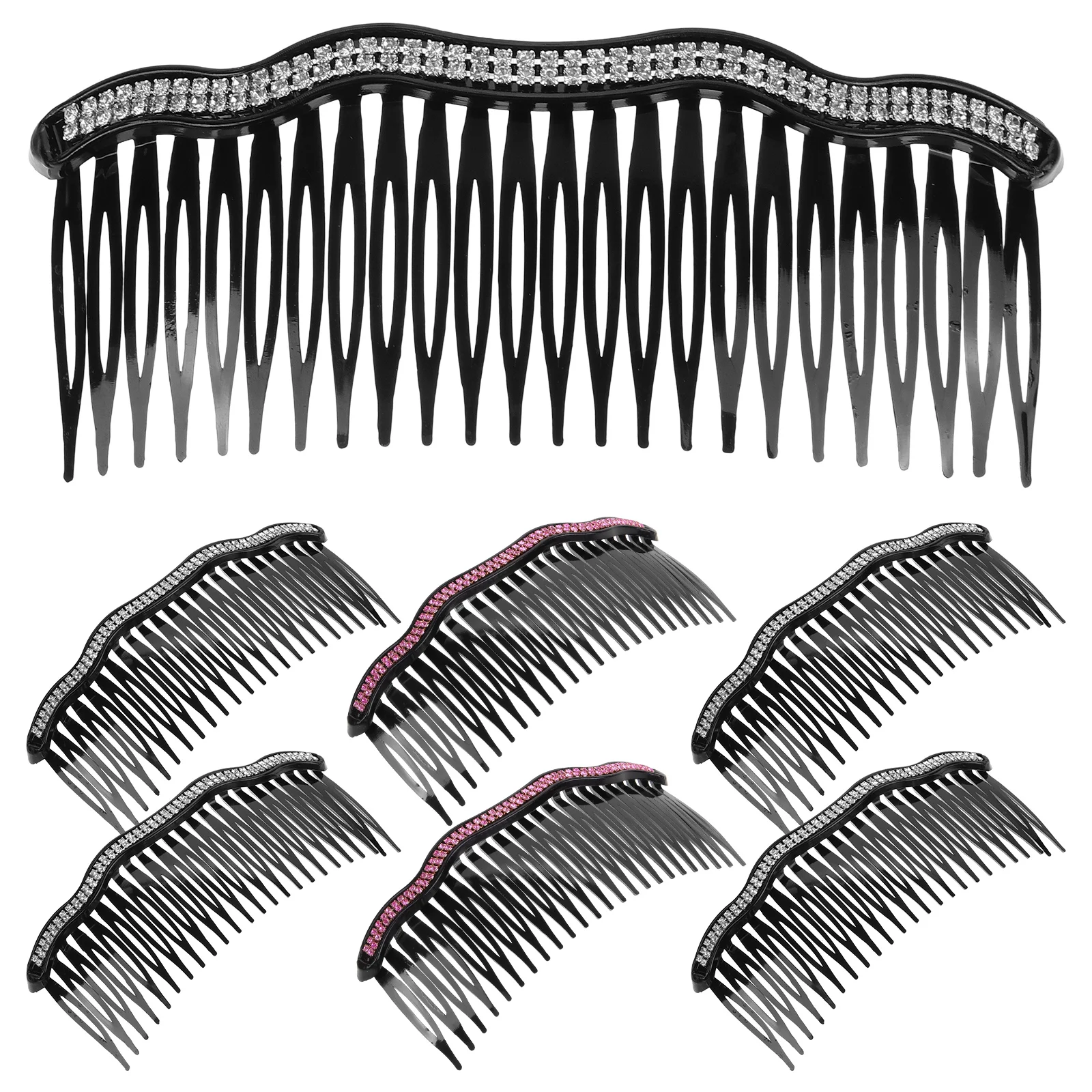 

7pcs Hair Clip Combs Rhinestone Comb Hair Clip Wedding Bridal Hair Accessories for Women and Girls (Waves Double Row)