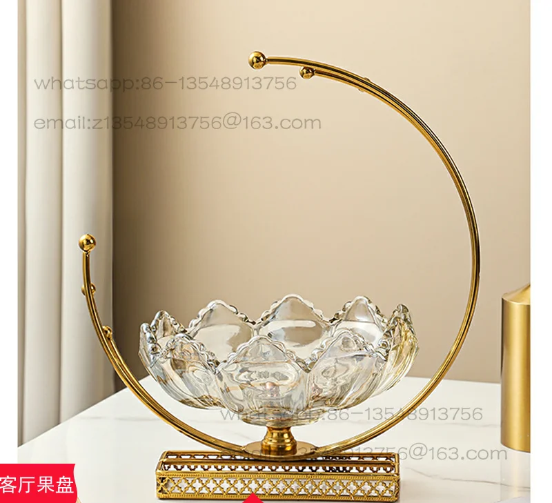 Crystal glass gold fruit plate exquisite light luxury Internet celebrity home living room tea table zero sugar fruit plate