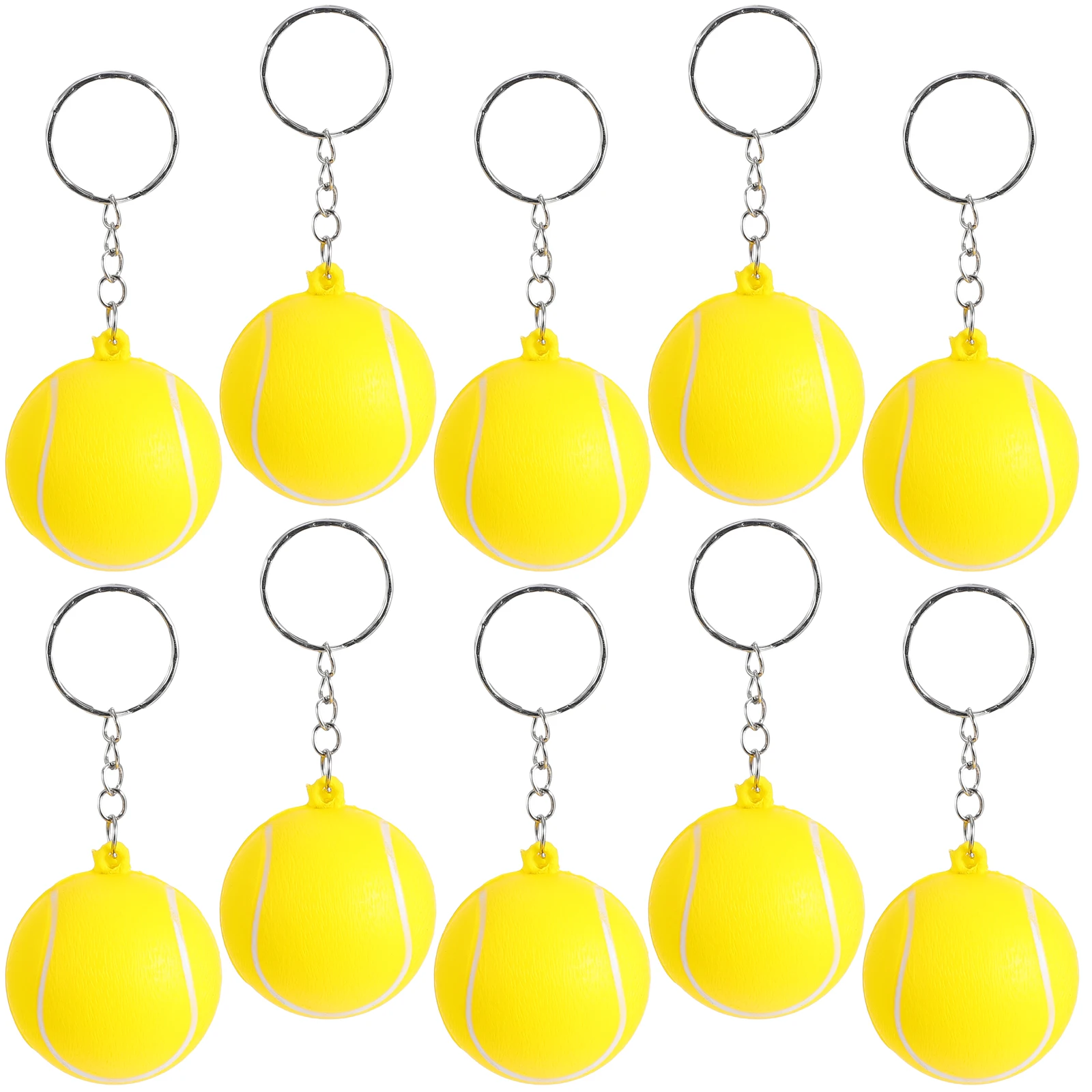 

20 Pcs Yellow Keychains Tennis Ball Keyrings PU Toys Foam Balls Volleyball Souvenirs Safe Great
