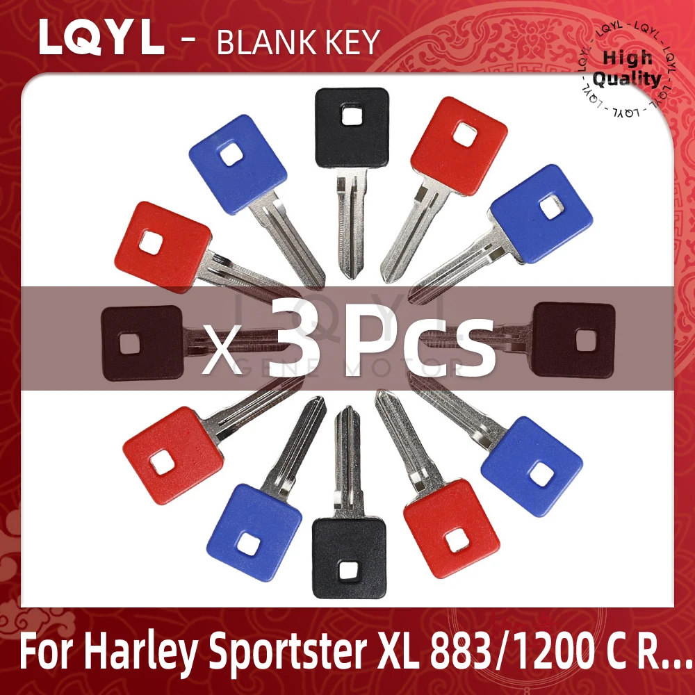 3Pcs New Blank Key Motorcycle Replace Uncut Keys For Harley Sportster XL883 XL1200 C N L R X48 X72 XL 883 1200 48 72