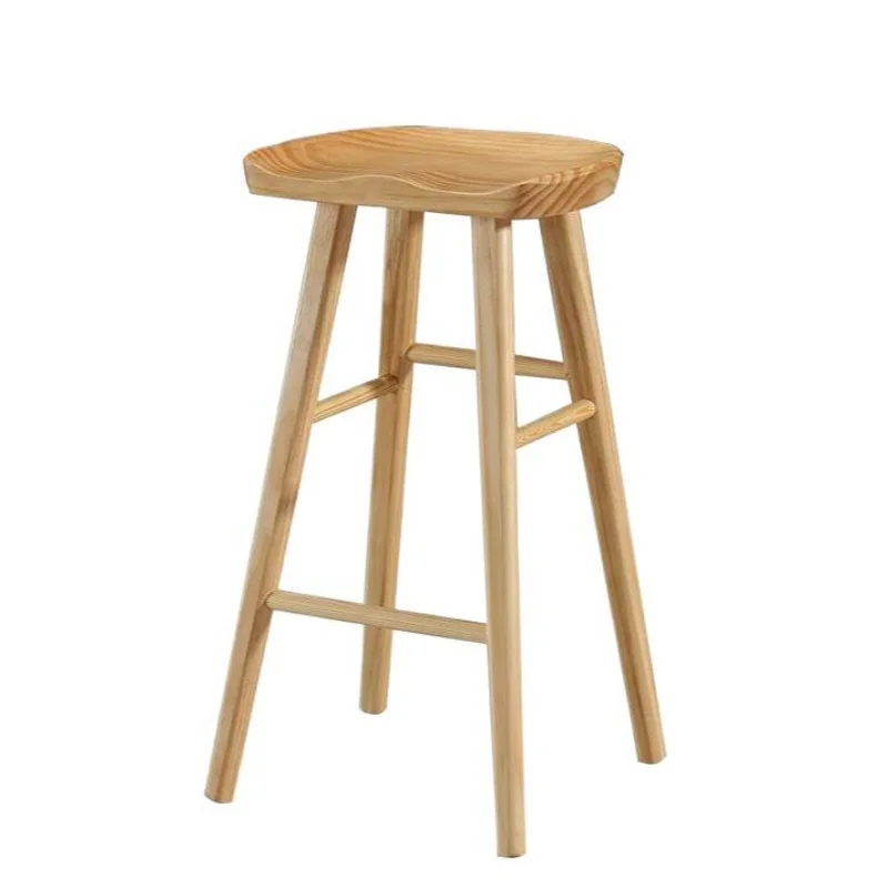 Solid wood home chair high stool mobile phone store stool modern simple bar chair bar stool