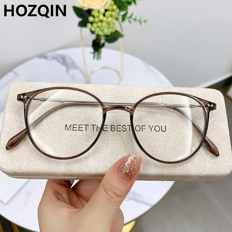 

Diopter 0 To -6.0 Luxury Brand Round Myopia Glasses Blue Light Blocking Eyeglasses Women Men Prescription Near Sight Glasses