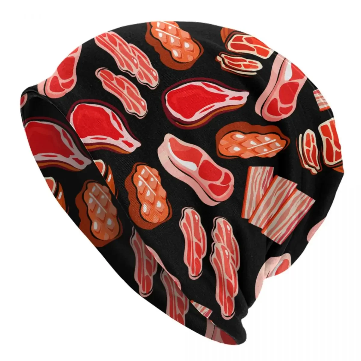 Beef And Pork Meat Pattern Cap Casual Adult Outdoor Skullies Beanies Hat Spring Warm Head Wrap Bonnet Knitting Hats