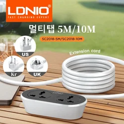 LDNIO Extension Cable Multi Tap 10M 5M Power Strip UK US EU Plug Universal Socket Electric Extension European Power Cord Adapter