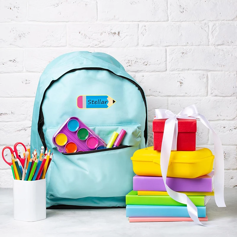 カラフルな鉛筆の名札新学期鉛筆銘板ステッカー教室掲示板装飾デスク名ラベルステッカー