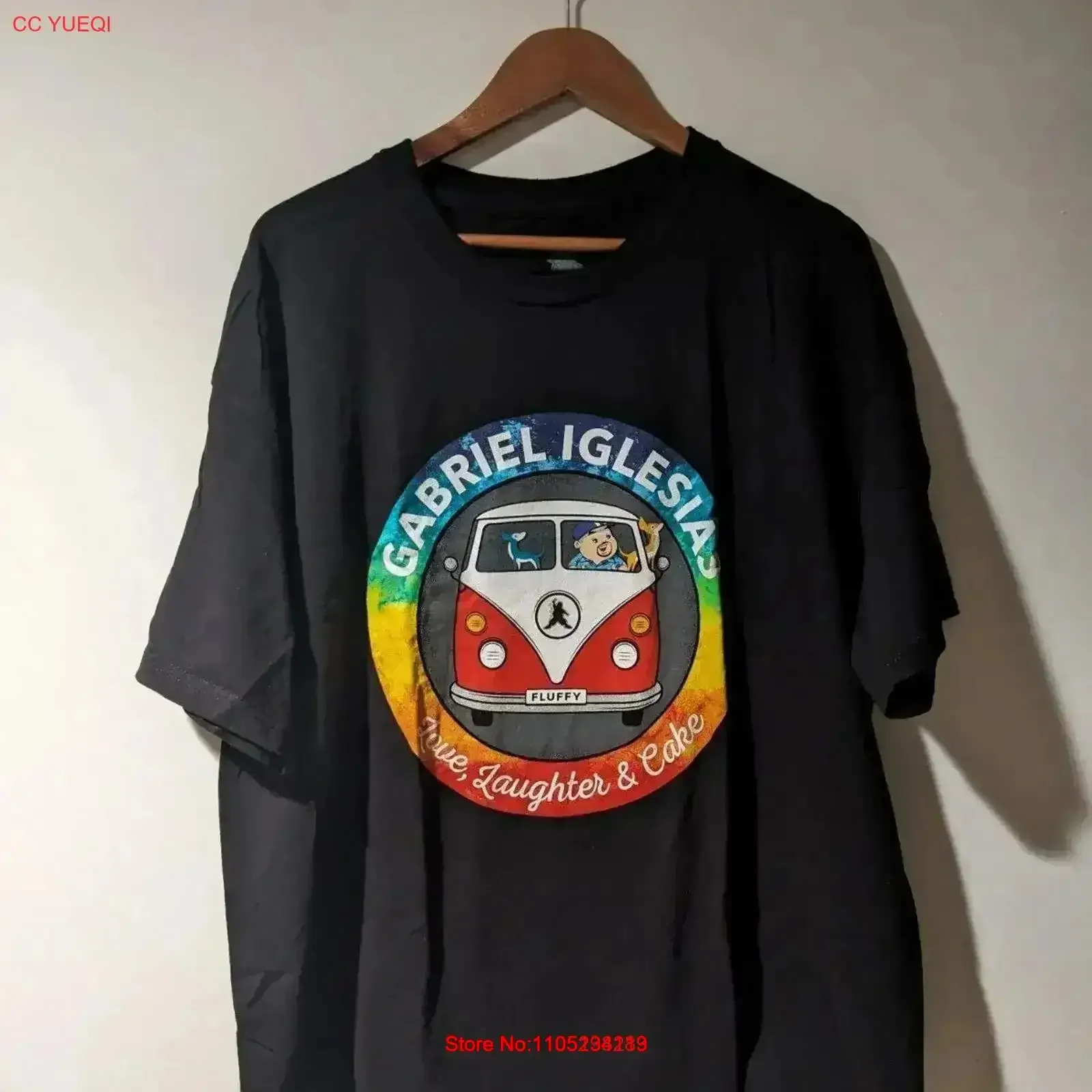 Gabriel Iglesias Comedian Love Laughter and Cake Black XX Large T Shirt vintage Washed homme Versatile Slightly Soft vintage