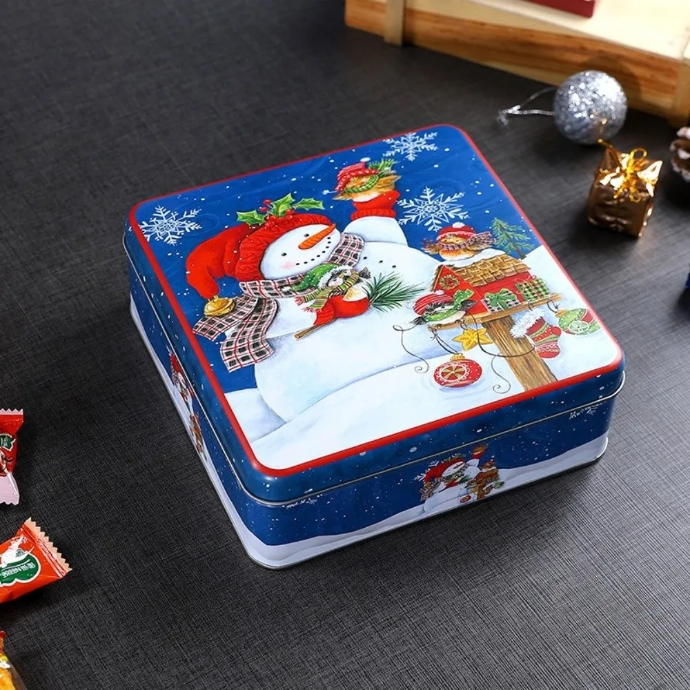 

Cartoon Christmas Gift Box Square Tinplate Christmas Candy Box Christmas Decoration Party Supplies Candy Storage Containers
