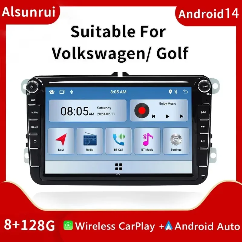 

8inch 2 Din Android 14 Car Radio For Amarok Volkswagen Golf 56 Polo Passat B6 B7 CC T5 Skoda Jetta Multimedia GPS Screen Carplay