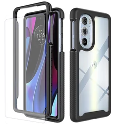 Fit Moto Edge+ Plus 2022/Edge+ 5G UW (2022) Shockproof Clear Case With Screen Protector Full Body Cover for Moto Edge 30 Pro/