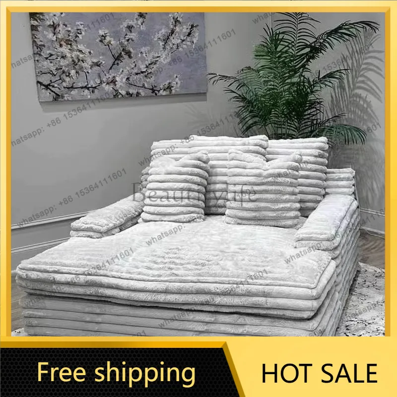 Factory Direct Sales Italian Lazy Wind Fabric Large Straight Row Sofa Small Unit Removable and Washable