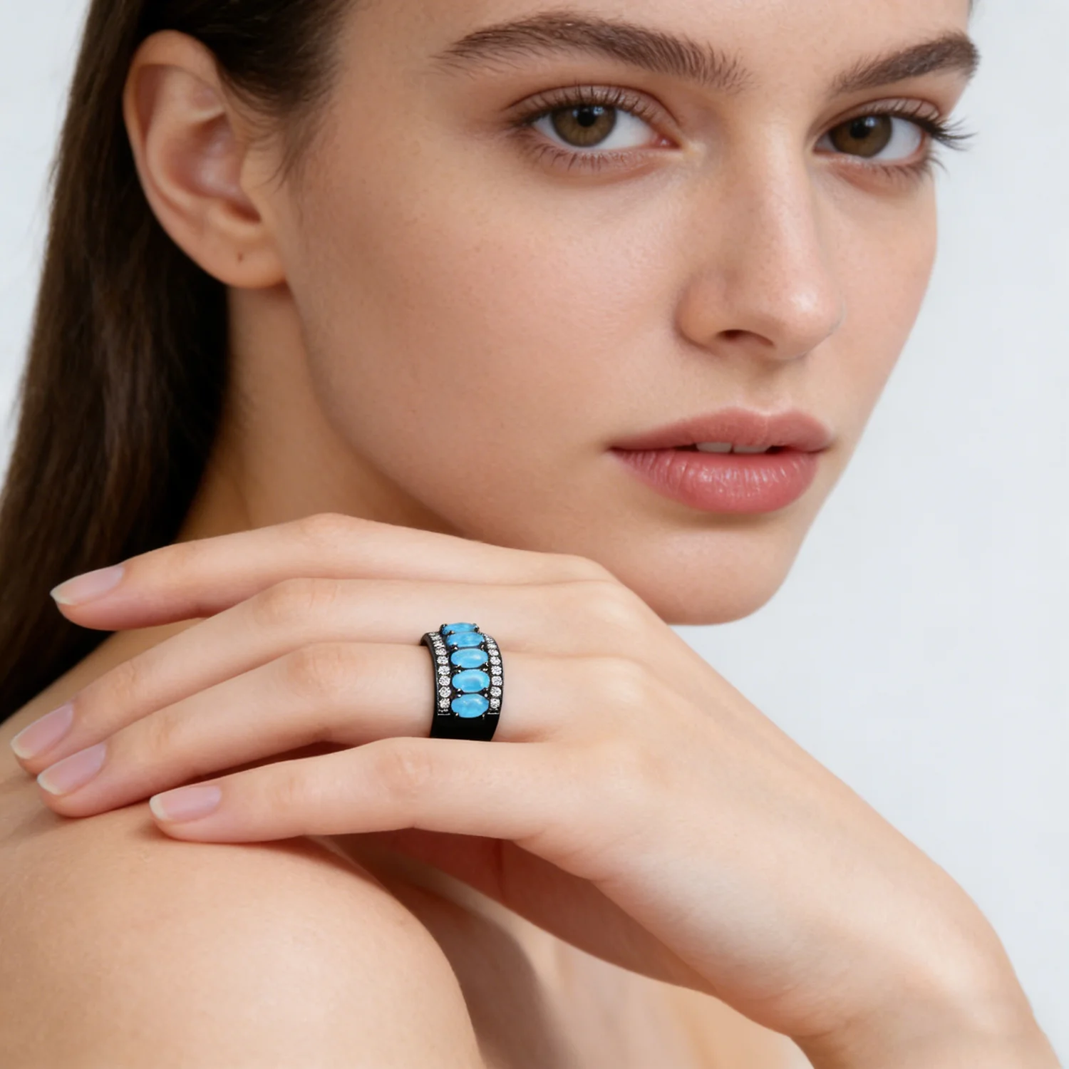 Fashion Jewelry Precious Blue /White Fire Opal Rings for Women Gift Anillos de Lujo Para Muje Anillo de Promesa Couples Gifts