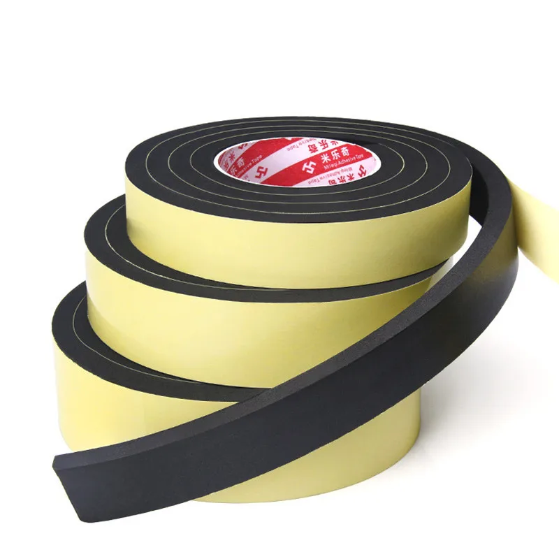 10M EVA Black Sponge Single-Sided foam Tape 1-8mm Thickness Shockproof and Anti-Collision Sealing Strip for Window Door Hardware