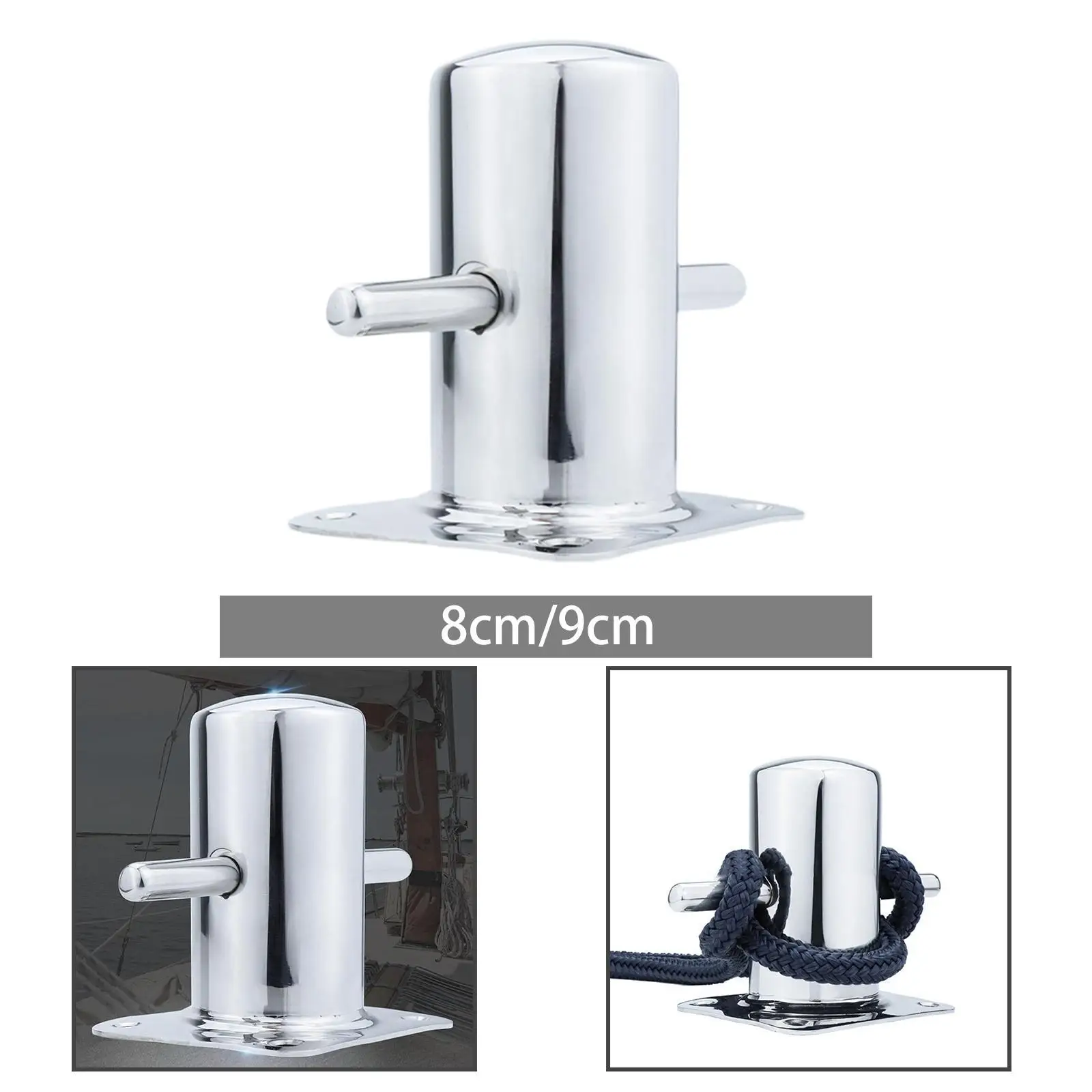Dock Mooring Bollard Cleat Silver Stainless Steel Cylinder Smooth Surface Marine Post for Boat Ship Use