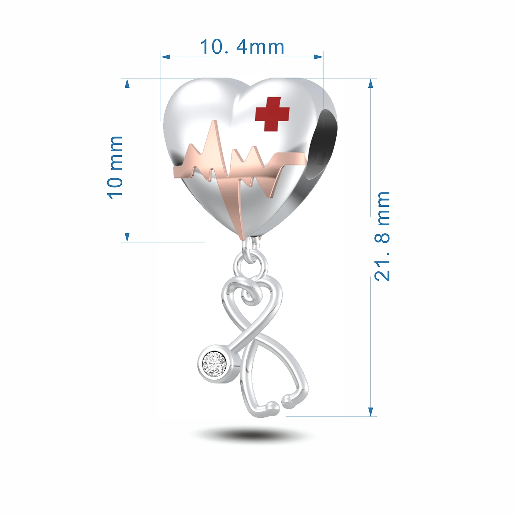 FC Jewelry Fit Original Pan Charms Bracelet 925 Silver Heart Cross Stethoscope Heartbeat Bead For Making Women Nurse Berloque