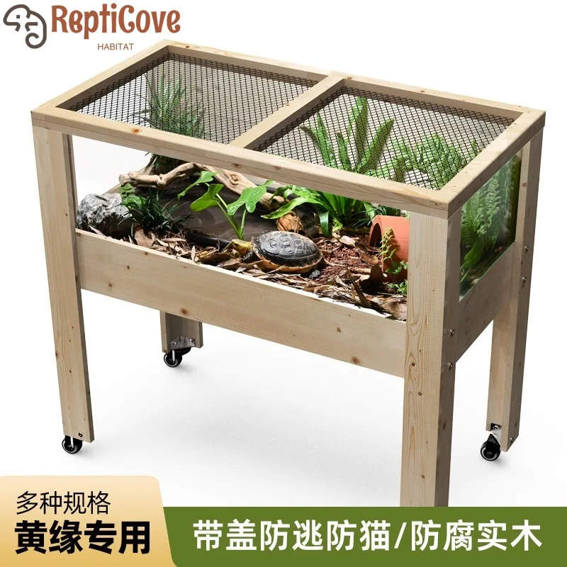

Balcony Turtle Tank for Yellow-Edge and Semi-Aquatic Turtles,Decorative Water-Land Habitat with Eco Landscaping,Home Breeding
