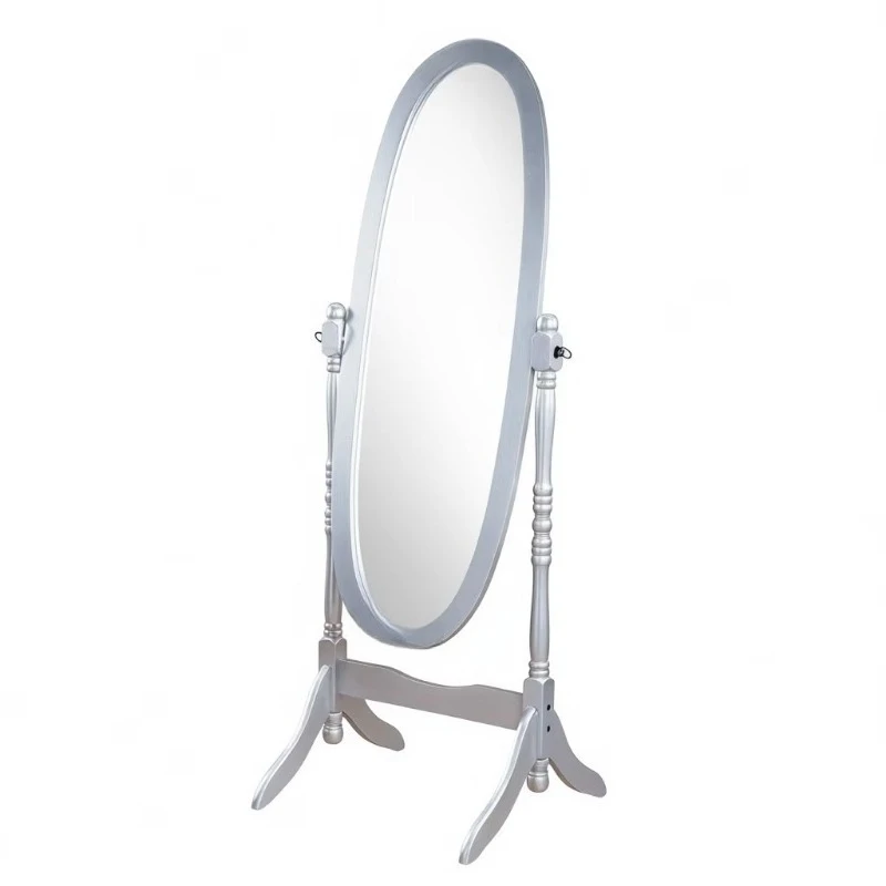 Silver veneer wood bottom mirror with adjustable stand