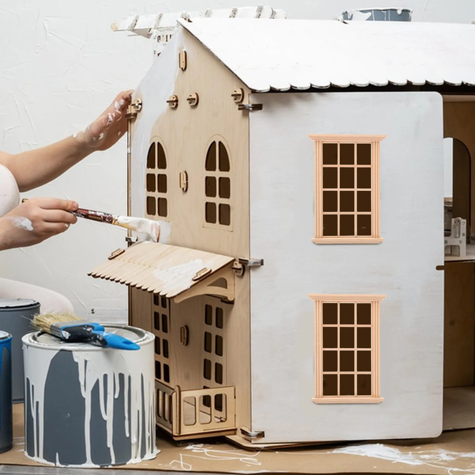 4 pezzi finestra casa delle bambole mobili per bambini cose in miniatura modello articoli per la casa case minuscole set di giocattoli per bambini