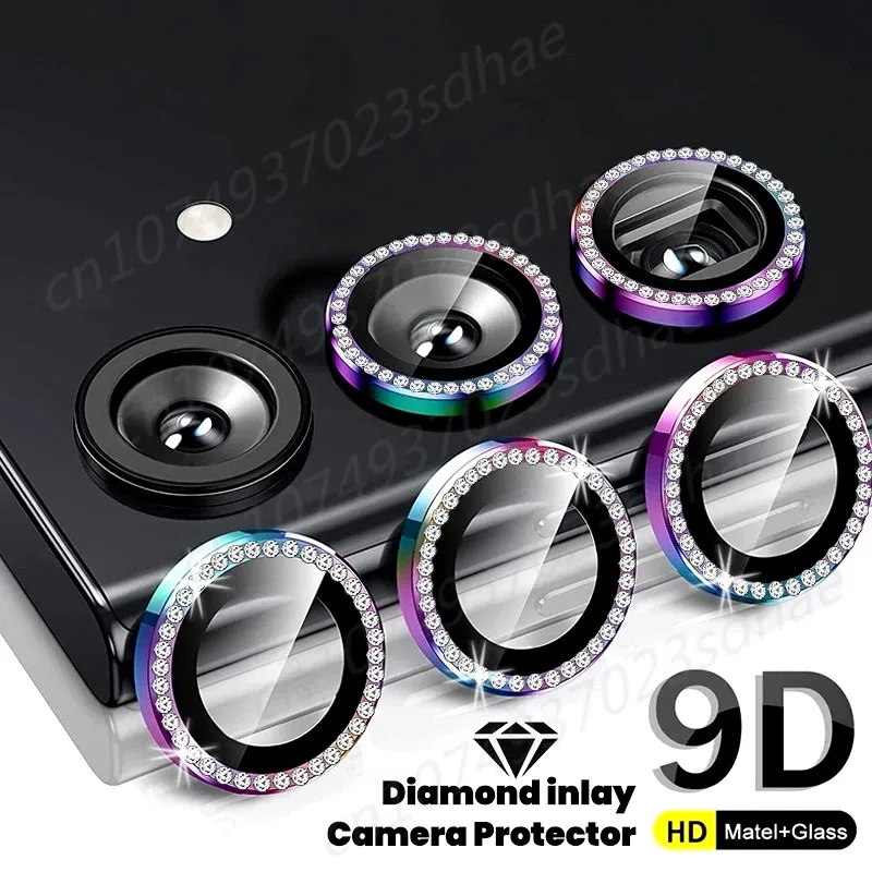 Diamond dla Samsung A55 A35 5G A54 A34 5G 9H Szkło hartowane Osłona obiektywu aparatu Osłona pierścienia ze stopu dla Galaxy A 54 34 24 14 2023