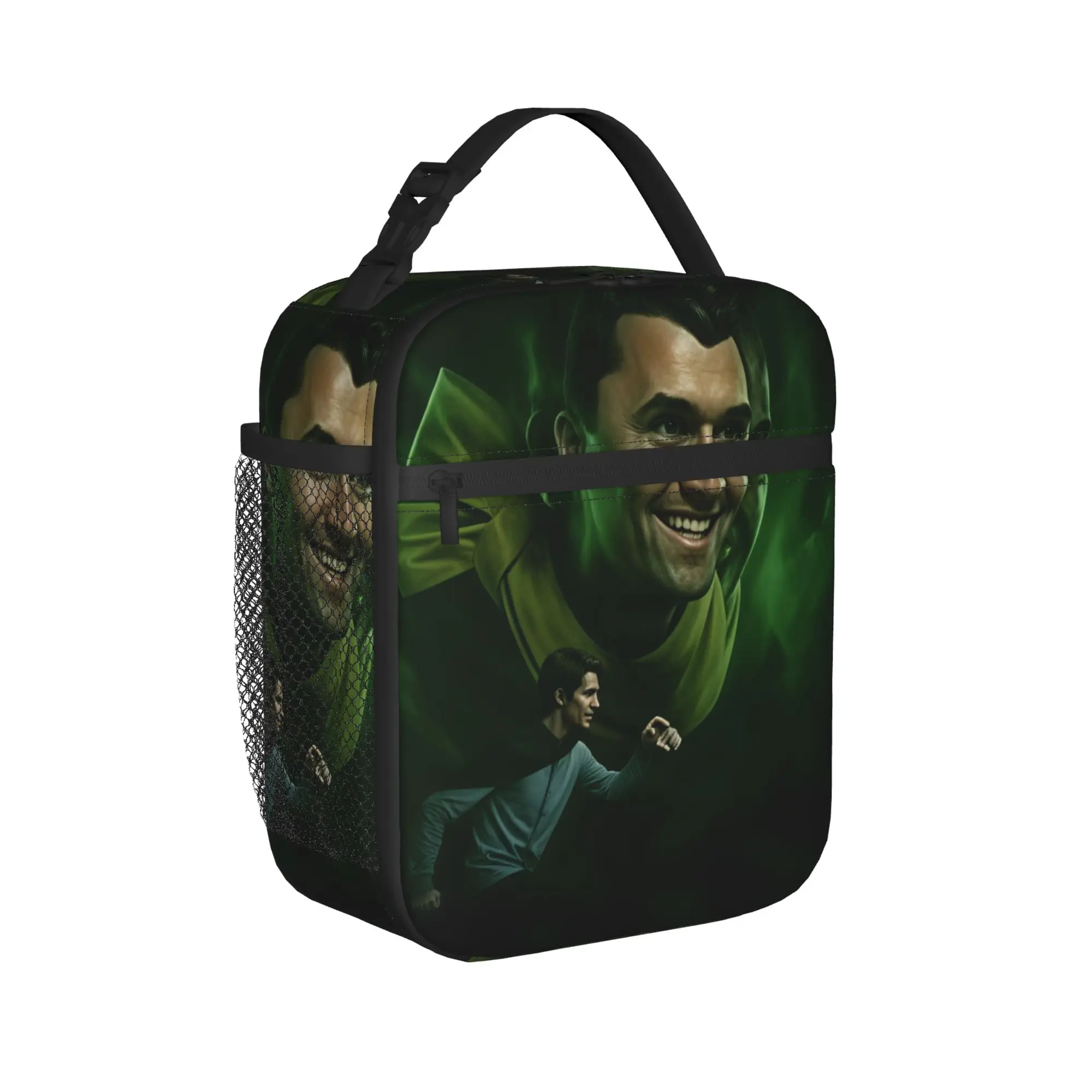 Green Smoke Giant Head Running Figure Charlie Kirk Lunch Bag Lunch Box Child Office Cooler Bag Oxford Thermal Tote Handbags