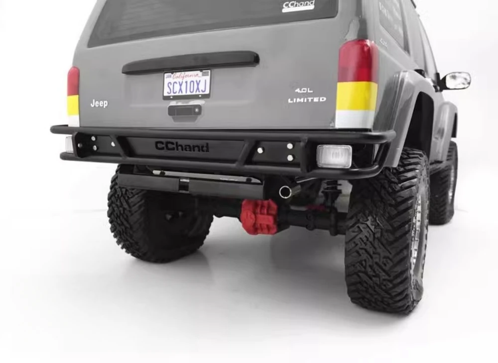 Scale 1/10 Steel Rear Bumper and Exhaust + Tank + Lights sets for Axial SCX10 ii 90046/90047 XJ Cherokee RC Car 1 10