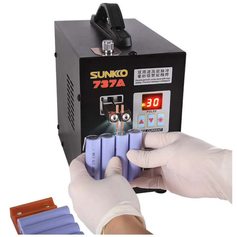 SUNKKO 737A Battery Spot Welder Double Pulse Precision Spot Welding Machine with Digital LCD for 18650 Lithium Battery Soldering